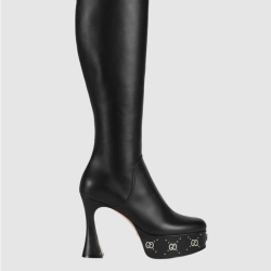 GUCCI 구찌 여성용 부츠 플랫폼 부츠 블랙 레더 750519