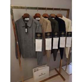 STONE ISLAND 스톤아일랜드 카라 단추 케이블 가디건