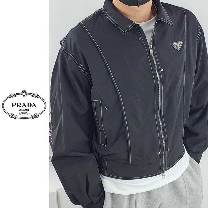 PRADA 프라다 리나일론 카라 집업