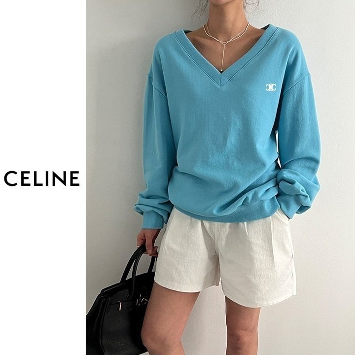 CELINE 셀린느 비비드 브이넥 맨투맨 3COLOR