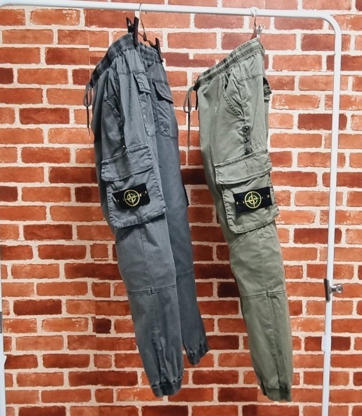 STONE ISLAND 스톤아일랜드 후염 밴딩 카고 조거팬츠