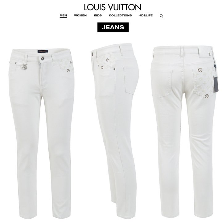 LOUIS VUITTON 루이비통 모노 자수 화이트 슬림 일자진