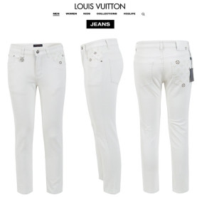 LOUIS VUITTON 루이비통 모노 자수 화이트 슬림 일자진