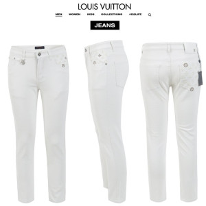 LOUIS VUITTON 루이비통 모노 자수 화이트 슬림 일자진