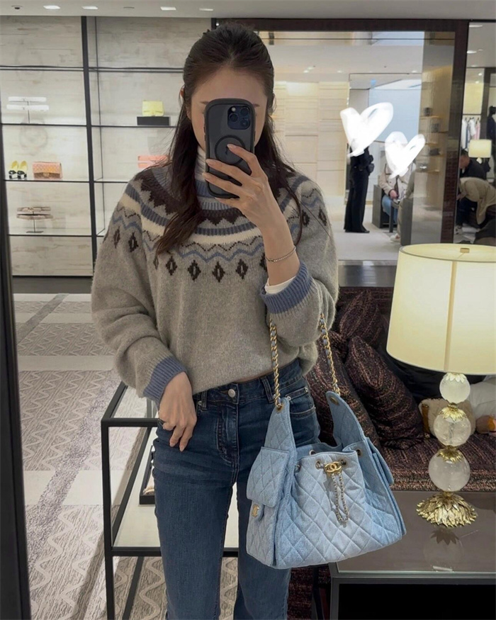 CHANEL 샤넬 데님 버킷백 AS5236