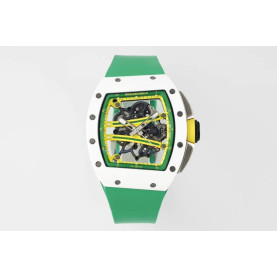 RICHARD MILLE 리차드밀 RM61-01 화이트 세라믹 1:1 베스트 에디션 그린 러버 스트랩 RMUL2