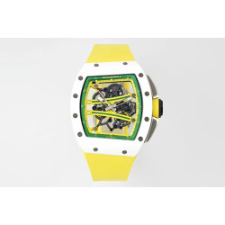 RICHARD MILLE 리차드밀 RM61-01 화이트 세라믹 1:1 베스트 에디션 옐로우 러버 스트랩 RMUL2