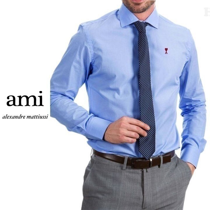 AMI 아미 와이드 카라 솔리드 셔츠 7COLOR