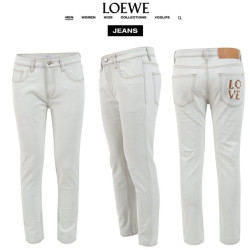 LOEWE 로에베 로고 패치 더티 화이트 슬림 일자진