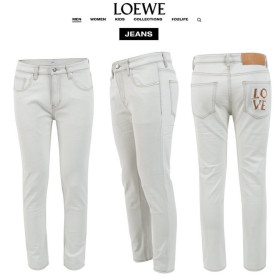 LOEWE 로에베 로고 패치 더티 화이트 슬림 일자진