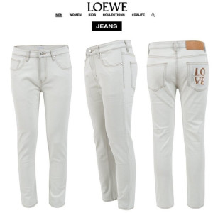 LOEWE 로에베 로고 패치 더티 화이트 슬림 일자진