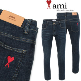 AMI 아미 드 꾀흐 진청 워싱 슬림진