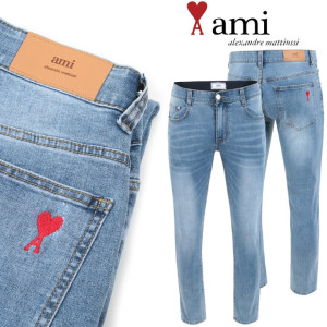 AMI 아미 드 꾀흐 연청 워싱 슬림진