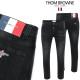 THOM BROWNE 톰브라운 삼색레더패치 스틸 흑청워싱 슬림진