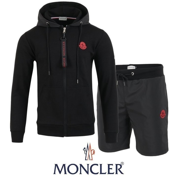 MONCLER 몰글레어 레드패치 후드집업 & 우븐 반바지 셋트