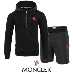 MONCLER 몰글레어 레드패치 후드집업 & 우븐 반바지 셋트