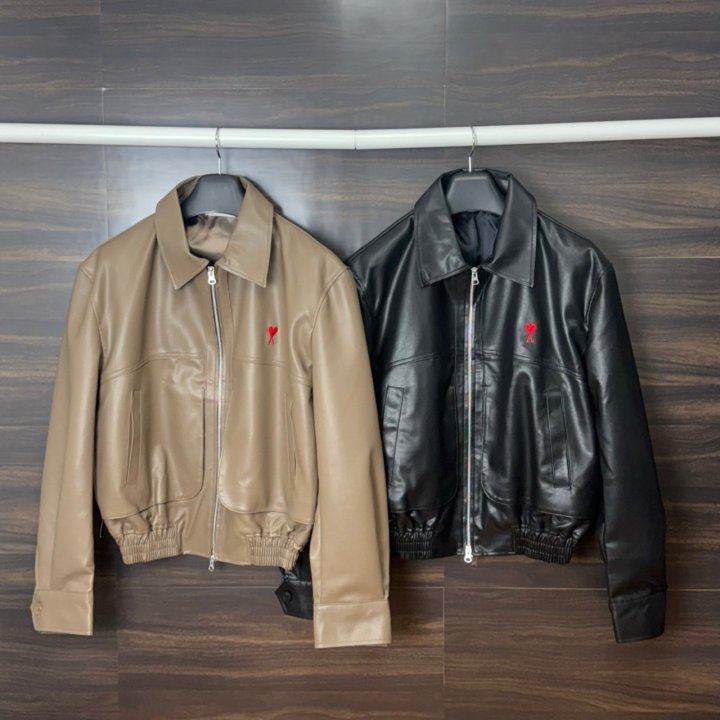 AMI 아미 카라 레더 자켓