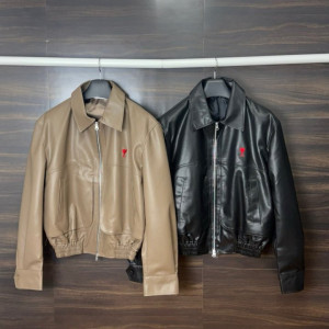 AMI 아미 카라 레더 자켓