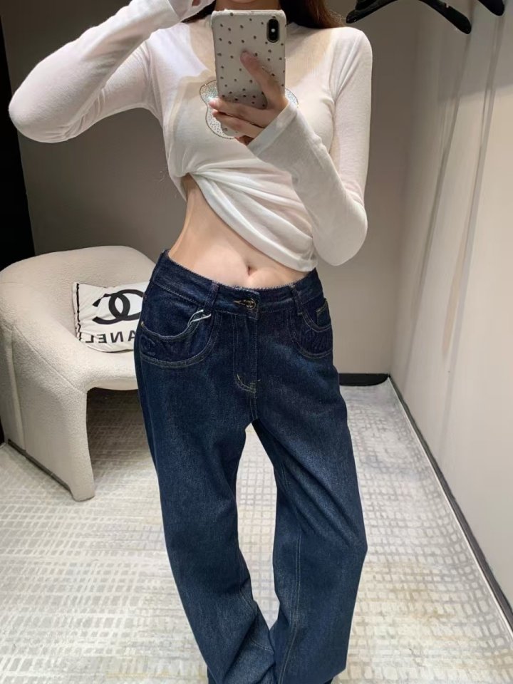 CHANEL 샤넬 진청 바지