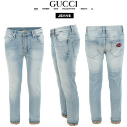 GUCCI 구찌 자가드 롤업 연청 슬림 일자진