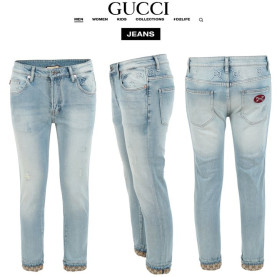 GUCCI 구찌 자가드 롤업 연청 슬림 일자진