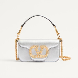 VALENTINO 발렌티노 가라바니 로코 주얼 로고 장식 라미네이트 카프스킨 스몰 숄더백