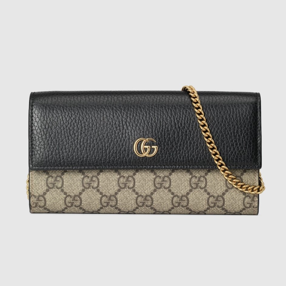 GUCCI 구찌 GG 마몽 체인 달린 바이컬러 지갑 ‎546585