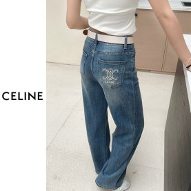 CELINE 셀린느 은장 로고 와이드 청바지