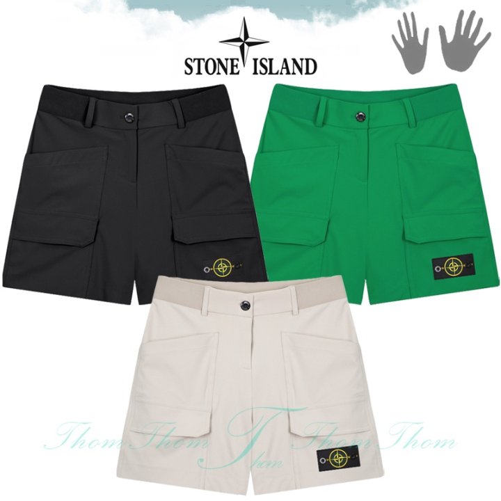 STONE ISLAND 스톤아일랜드 여성 하프 밴딩 카고 반바지