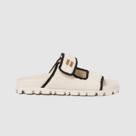 MIUMIU 미우미우 여성용 크로셰 니트 슬라이드 샌들 5XX641 2COLOR