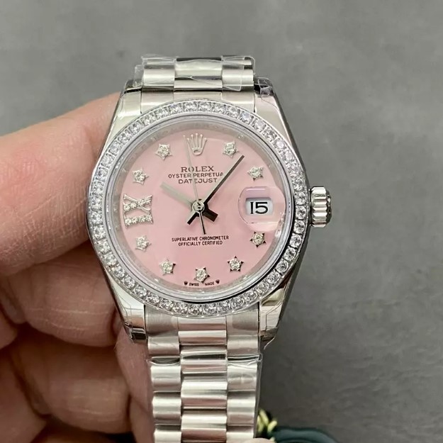 ROLEX 로렉스 레이디 데이저스트 핑크 다이얼 다이아몬드 마커 실버 28mm 279173