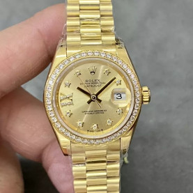 ROLEX 로렉스 레이디 데이저스트 YG 다이얼 다이아 베젤 로즈골드 28mm 279173