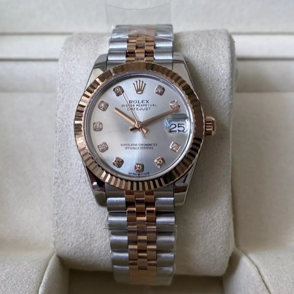 ROLEX 로렉스 여성용 데이저스트 실버 다이아몬드 다이얼 콤비 SS/RG 31mm 278271