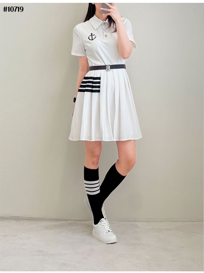 THOM BROWNE 톰브라운 사선원피스 벨트포함