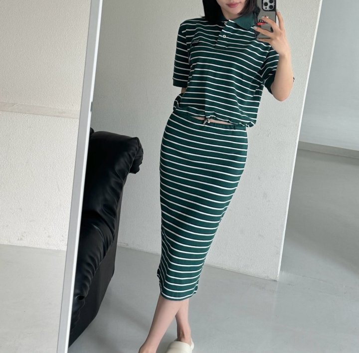 PRADA 프라다 실크 피케 그린 셋업