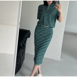 PRADA 프라다 실크 피케 그린 셋업