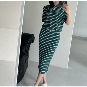 PRADA 프라다 실크 피케 그린 셋업