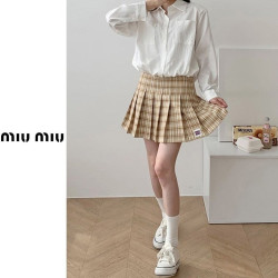 MIUMIU 미우미우 레터링 체크 치마바지