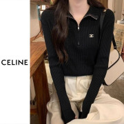 CELINE 셀린느 베이직 반집업 골지니트 4COLOR