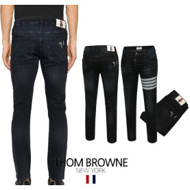 THOM BROWNE 톰브라운 4바 돌고래자수 블랙워싱 슬림진