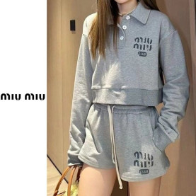 MIUMIU 미우미우 카라 맨투맨 반바지 세트 2COLOR