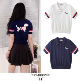 THOM BROWNE 톰브라운 메인도그 백로고 카라 니트
