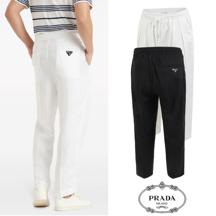 PRADA 프라다 클래식 테이퍼드 쿨셀 투턱 밴딩 팬츠