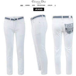DIOR 디올 나염 화이트 슬림 일자진