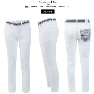 DIOR 디올 나염 화이트 슬림 일자진