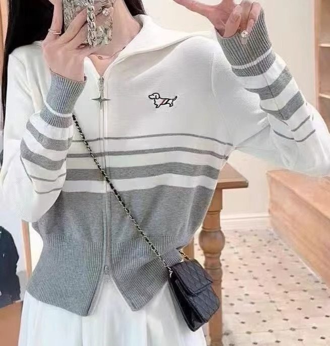 THOM BROWNE 톰브라운 헥터 하프배색 투웨이집업 니트 2COLOR