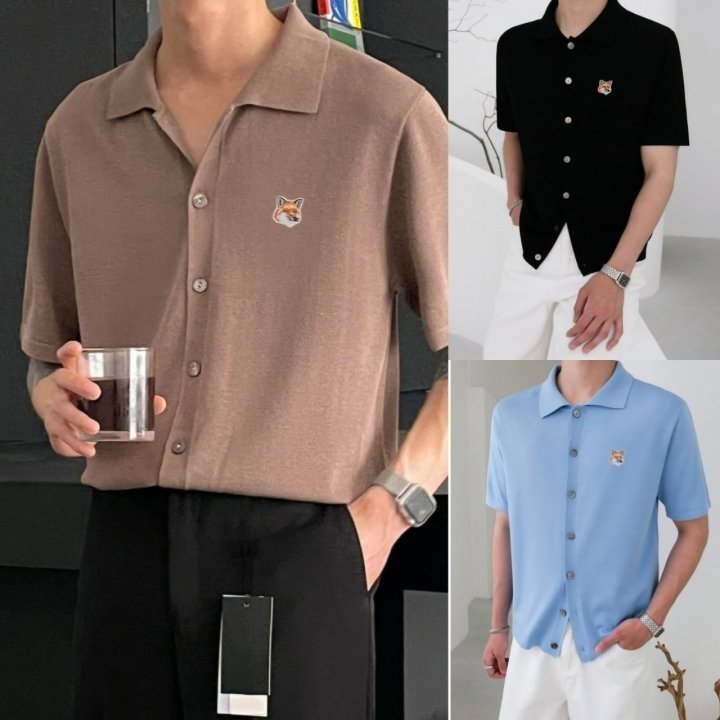 MAISON KITSUNE 메종키츠네 폭스헤드 카라 니트가디건