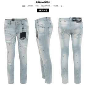 DSQUARED2 디스퀘어드2 스팟 페인트 아이스 슬림 일자진