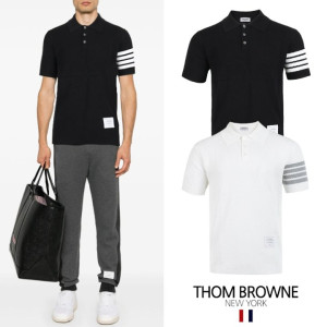 THOM BROWNE 톰브라운 4바 3버튼 카라 니트