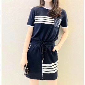 THOM BROWNE 톰브라운 캐릭 포켓 스커트 니트 투피스 세트 2COLOR